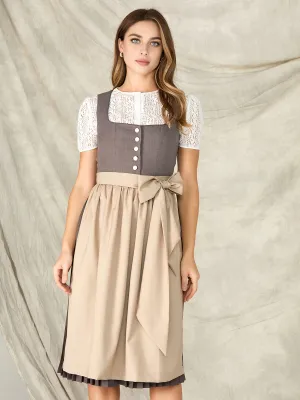 Damen Grau Knöpfen Kein Eingriffstaschen Dirndl POLINA