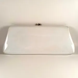 1960s HL White Patent Leather Clutch With Optional Handle