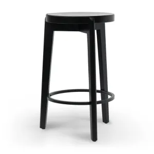 65cm Solid wood Bar Stool - Full Black