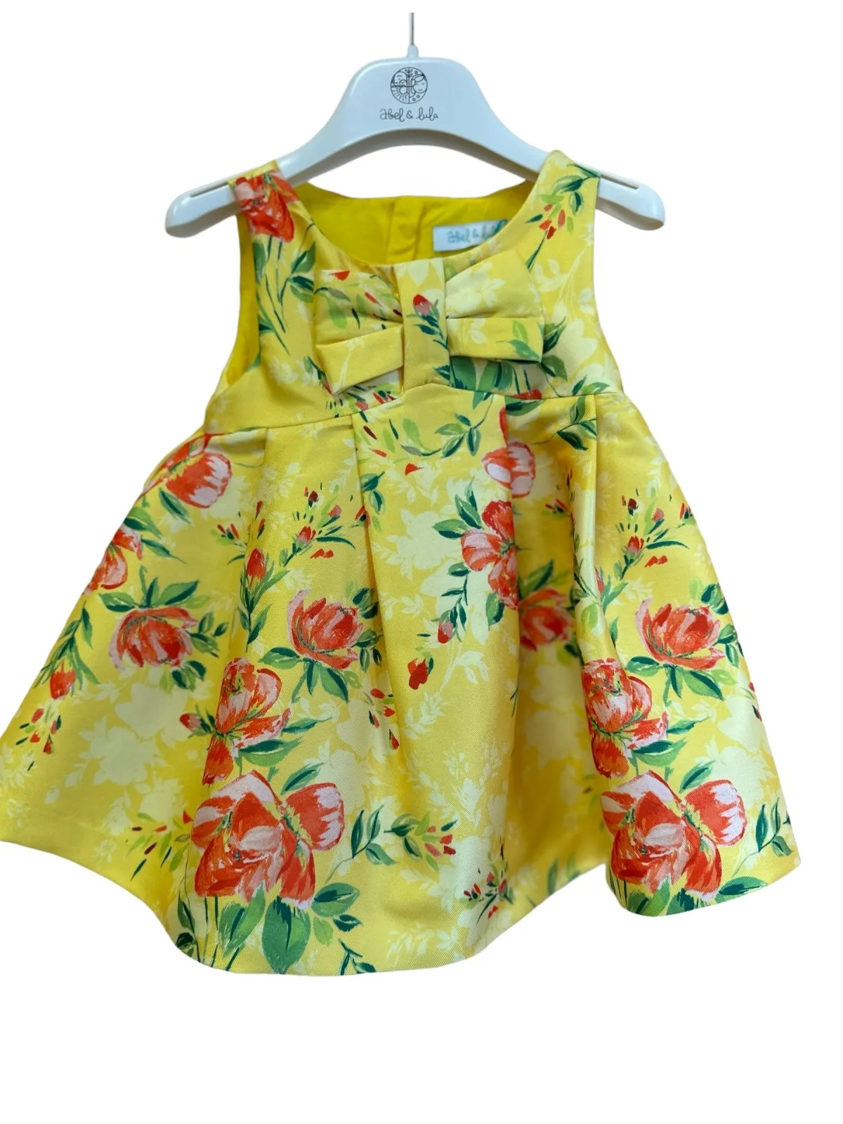 Abel & Lula Baby & Toddler Girls Yellow Floral Bow Mikado Dress