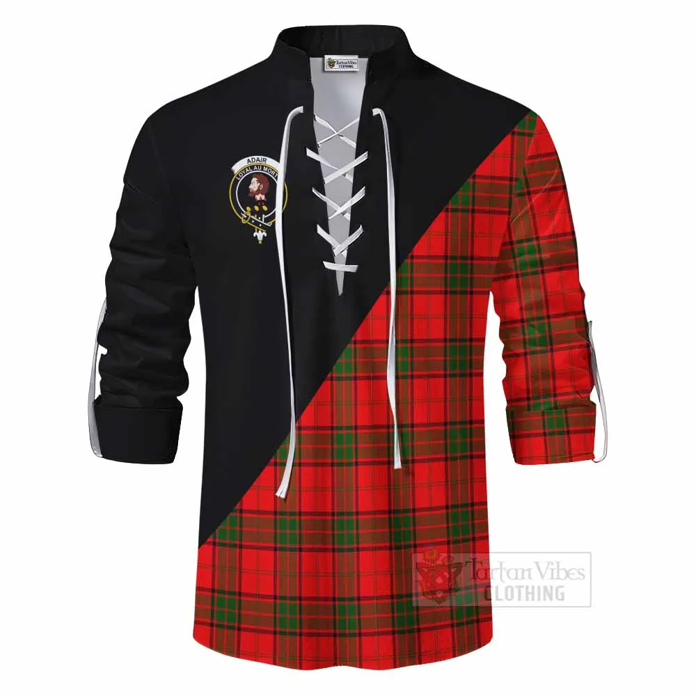 Adair Tartan Ghillie Kilt Shirt with Family Crest and Military Logo Style