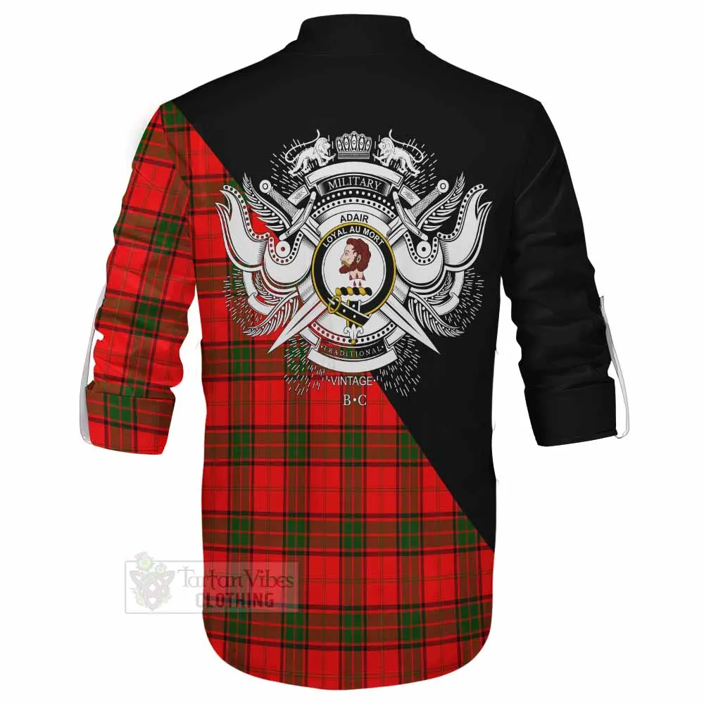 Adair Tartan Ghillie Kilt Shirt with Family Crest and Military Logo Style