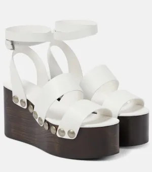 Alaïa leather wedge sandals, white