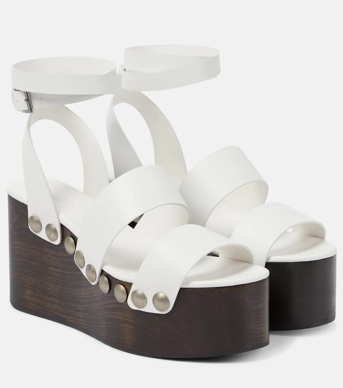 Alaïa leather wedge sandals, white