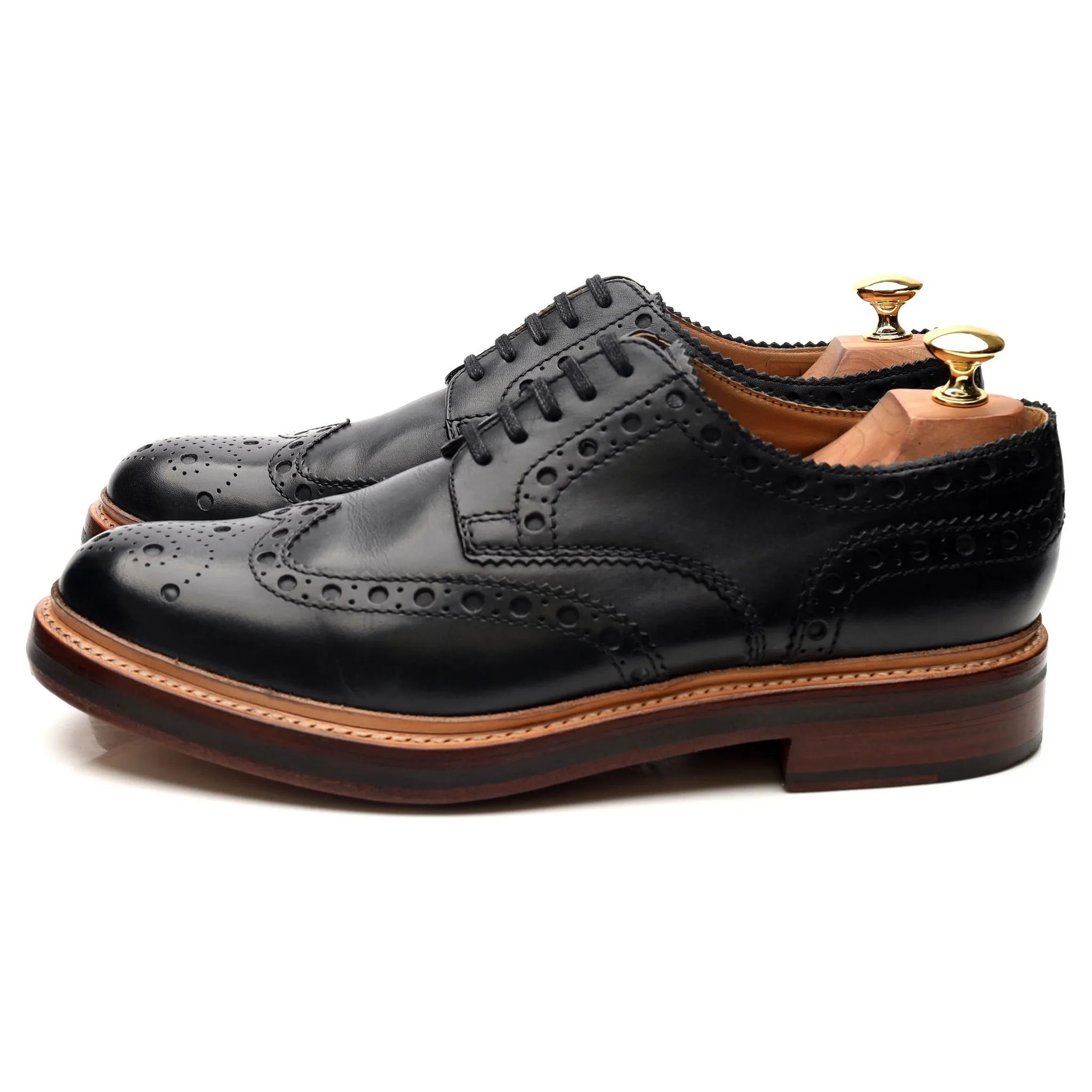 'Archie' Black Leather Derby Brogues UK 9 G