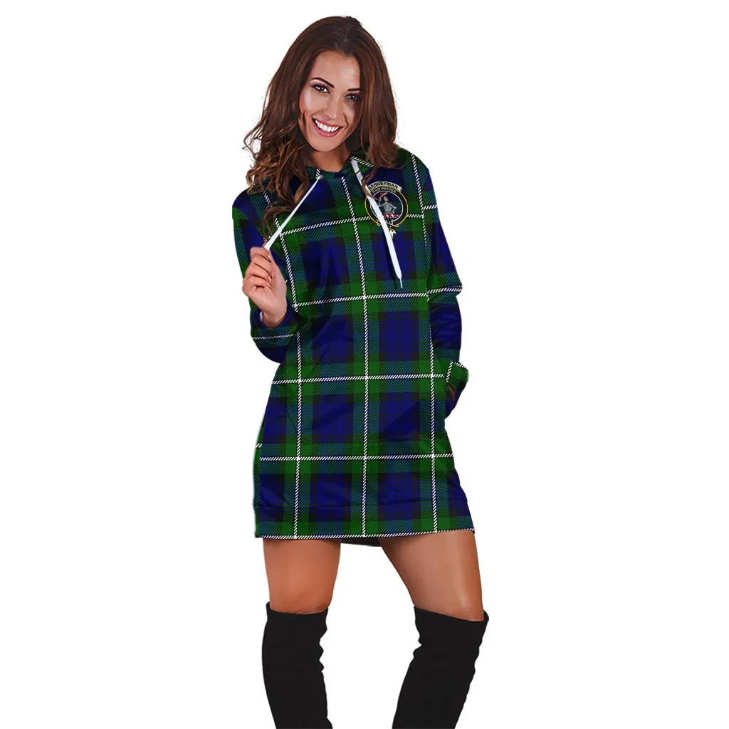 Bannerman Tartan Hoodie Dress with Family Crest