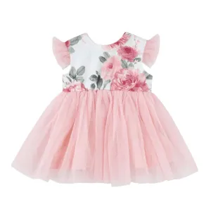 Belle Floral Doll Dress Tea Rose