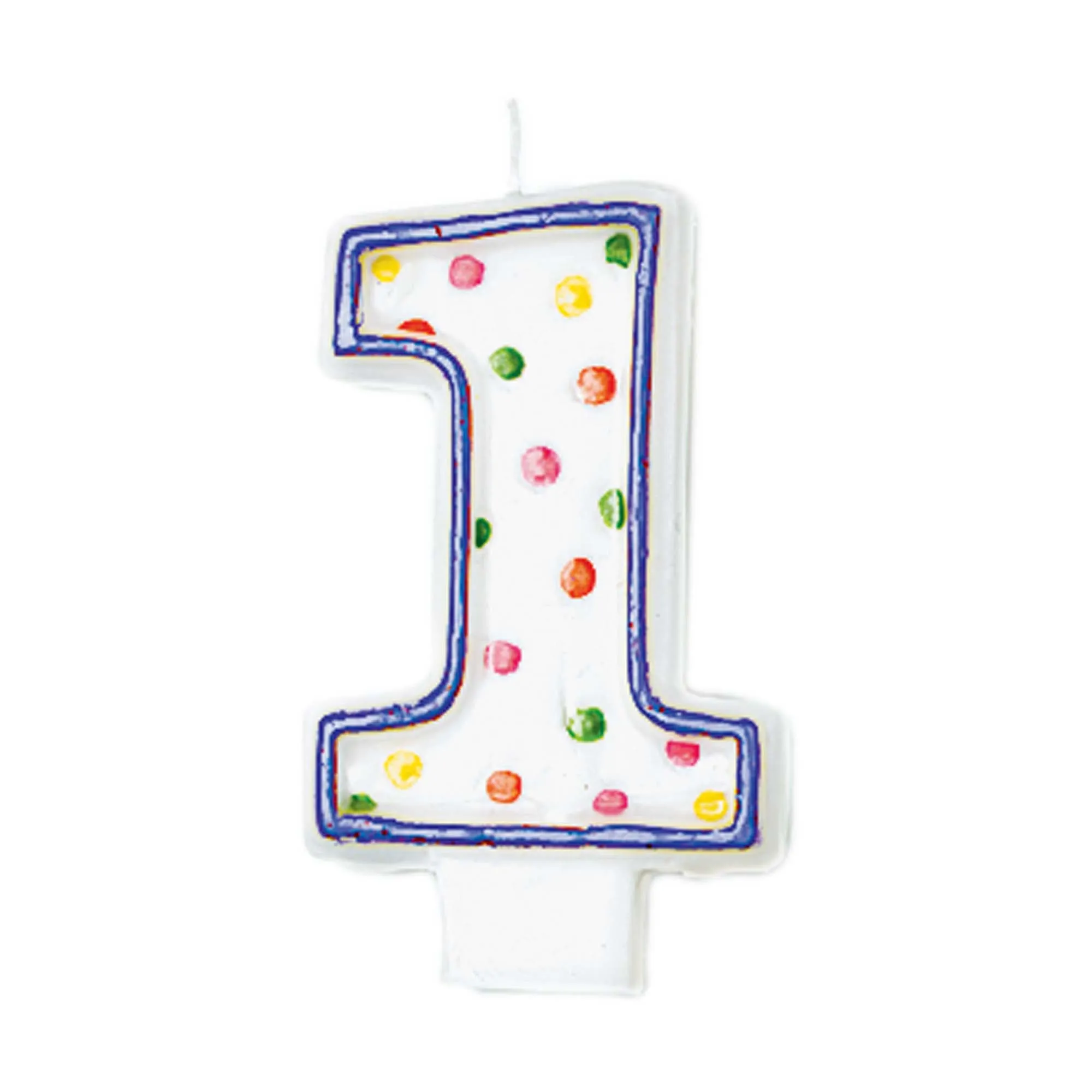 Birthday Candle Number 1  Polka Dots  3in