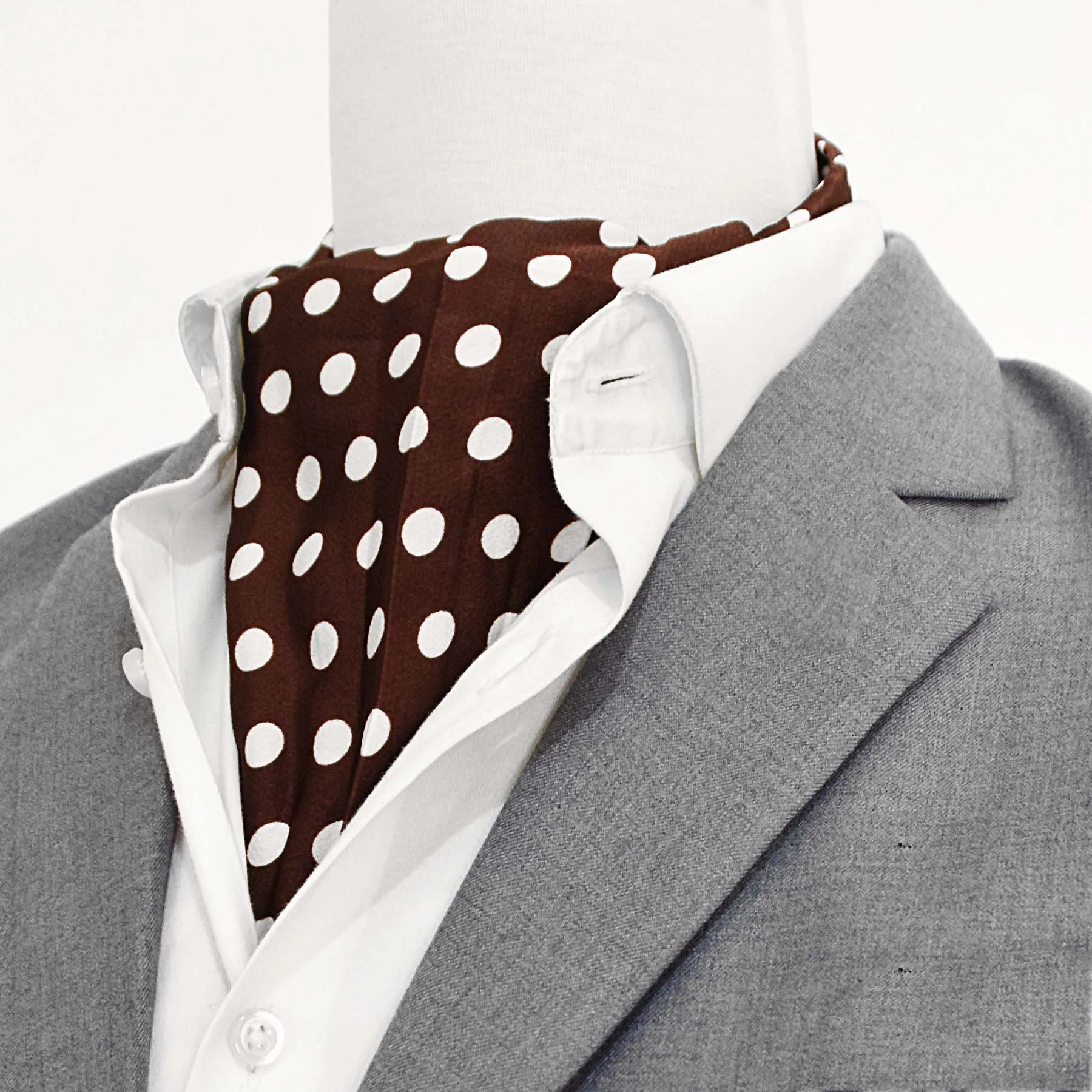 Coffee Base Polka - Silk Men Ascot