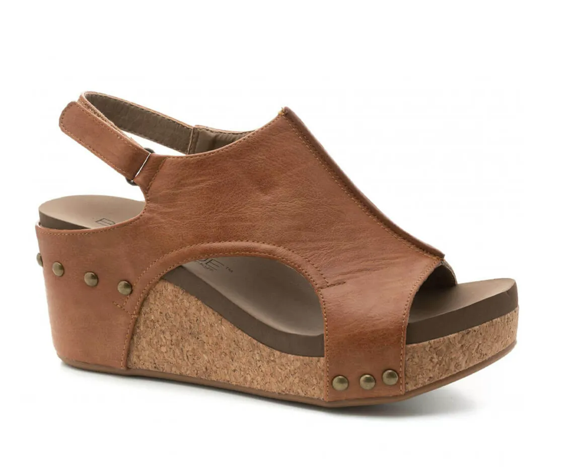 Corkys Carley Wedge - Cognac Smooth