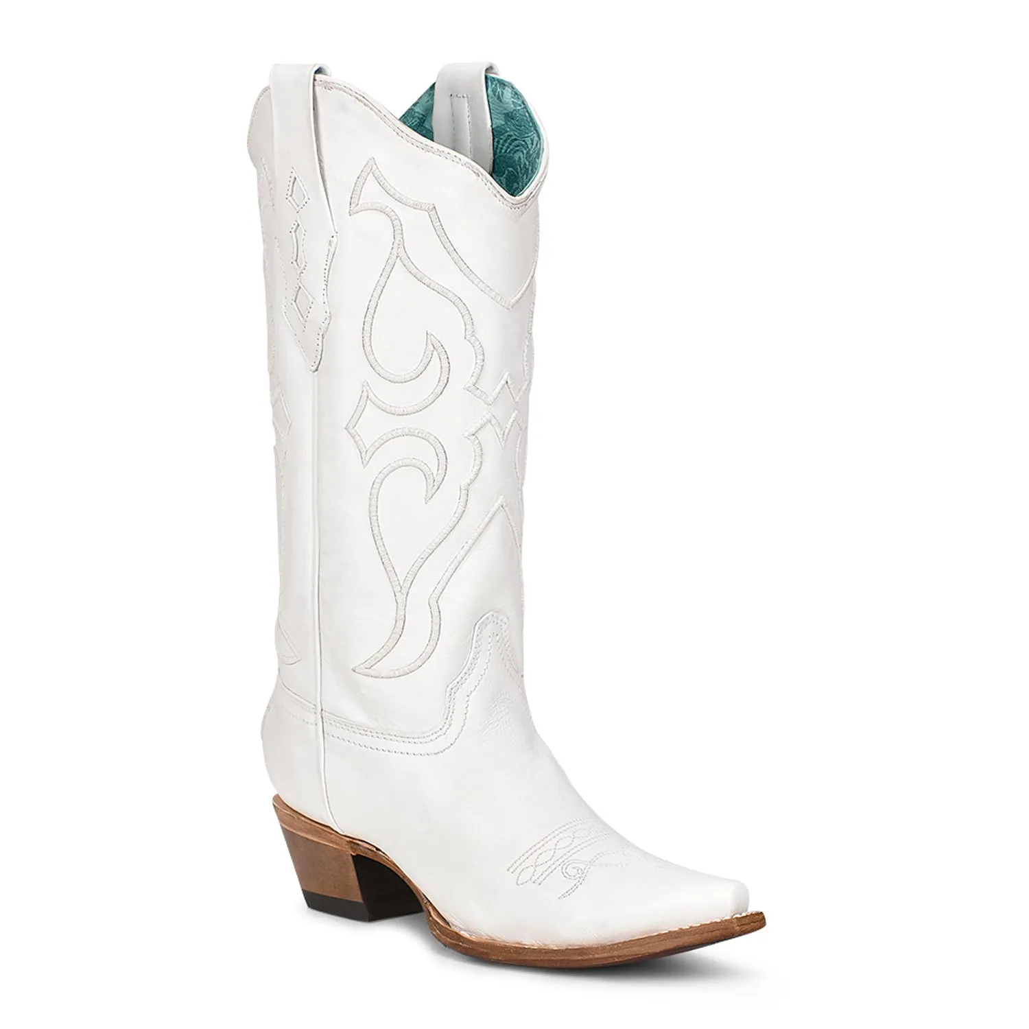 Corral Womens Z5046 White Leather 13in Wedding Cowboy Boots