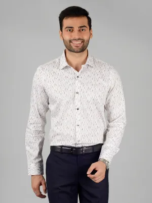 Cream Printed Slim Fit Party Wear shirt | Wyre