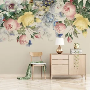 Custom Mural Wallpaper European Style Floral Wallcovering (㎡)