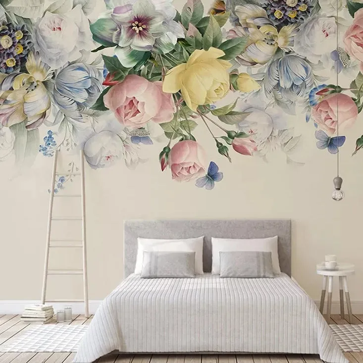 Custom Mural Wallpaper European Style Floral Wallcovering (㎡)