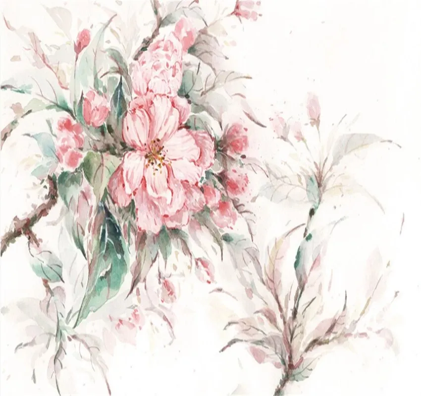 Custom Wallpaper Fashion Floral Mural Watercolor Effect Flower (㎡)