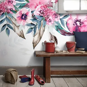 Custom Wallpaper Mural Pastoral Romantic Pink Flower (㎡)