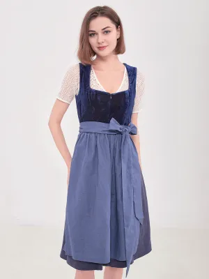 Damen Blau Zwei verdeckte Eingriffstaschen Dirndl MELISA