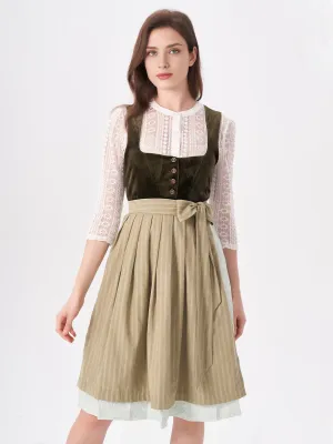 Damen Grün Zwei verdeckte Eingriffstaschen Floralem Muster Dirndl NICOLE