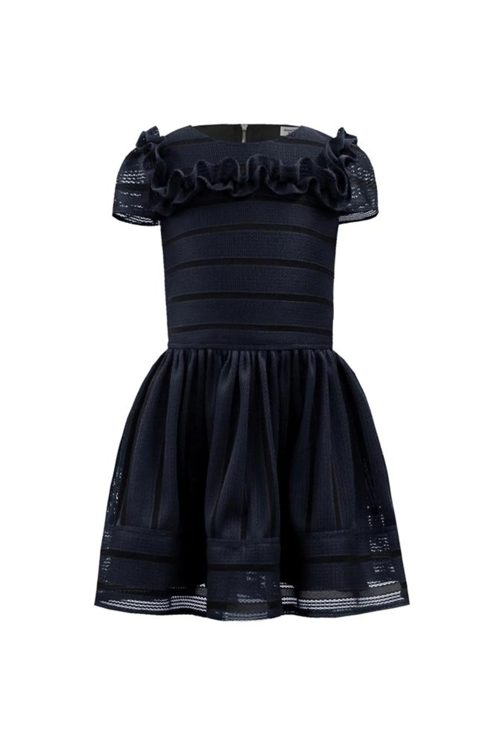 David Charles London Girls Navy Tone Striped Dress