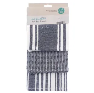 Eco Friendly Kitchen Tea Towels Striped Drying Cloths Pack Of 3