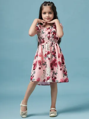 Girls Floral Printed Dress - Ps Peaches