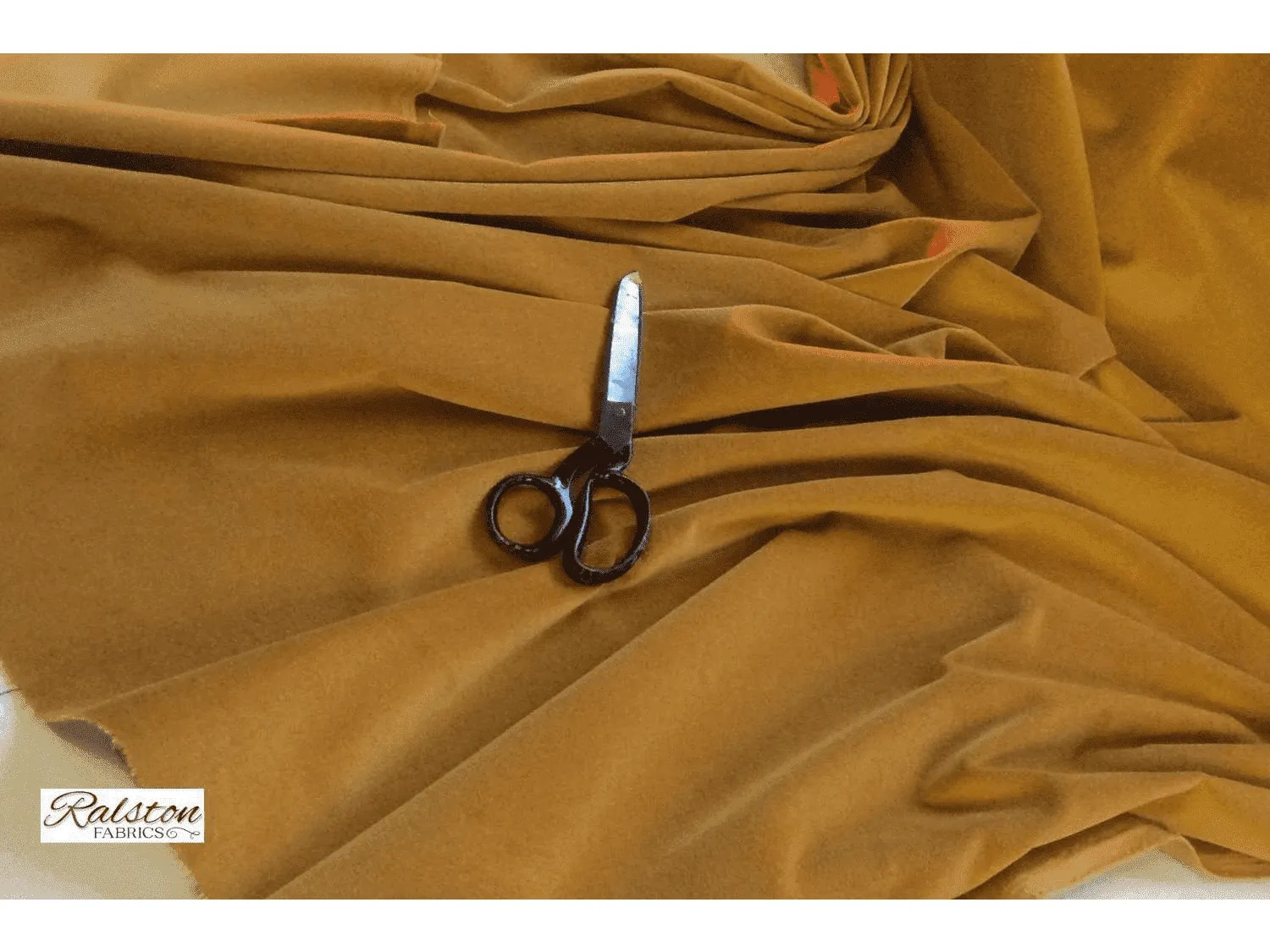 GOLD -  Cotton Velvet Fabric for Curtains & Soft Furnishings