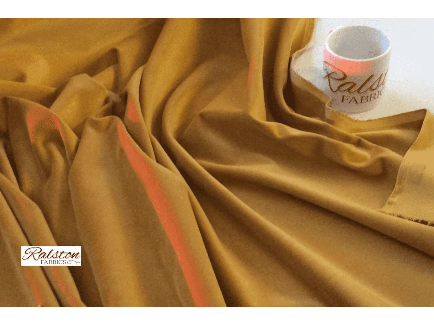 GOLD -  Cotton Velvet Fabric for Curtains & Soft Furnishings