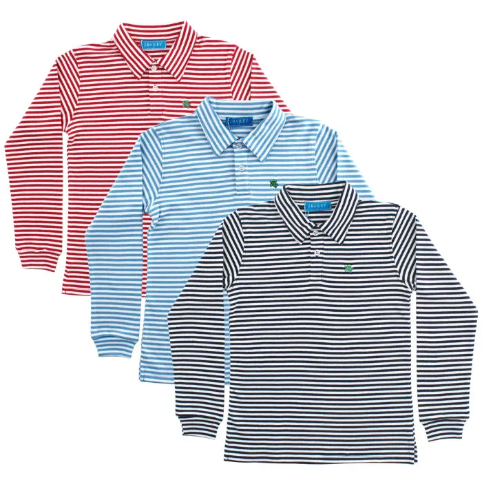 Harry L/S Striped Polo-Navy/White