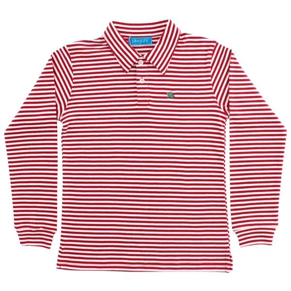 Harry L/S Striped Polo-Red/White