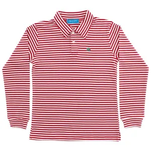 Harry L/S Striped Polo-Red/White