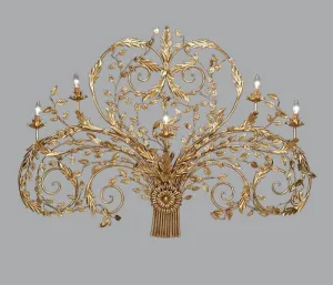 Intricate 5 Lamp Gold Metal Wall Light With Premium Elements