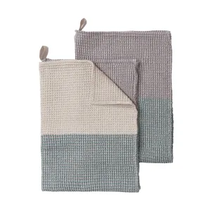 Kotra Tira Tea Towel Set [Grey green/Natural/Grey]