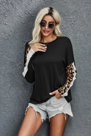 Long Sleeve Top with Leopard Print