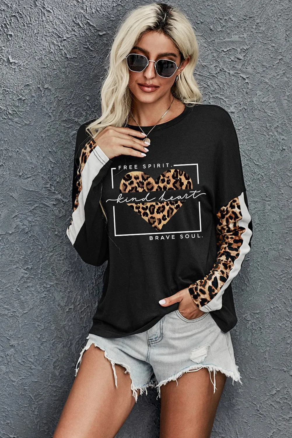 Long Sleeve Top with Leopard Print