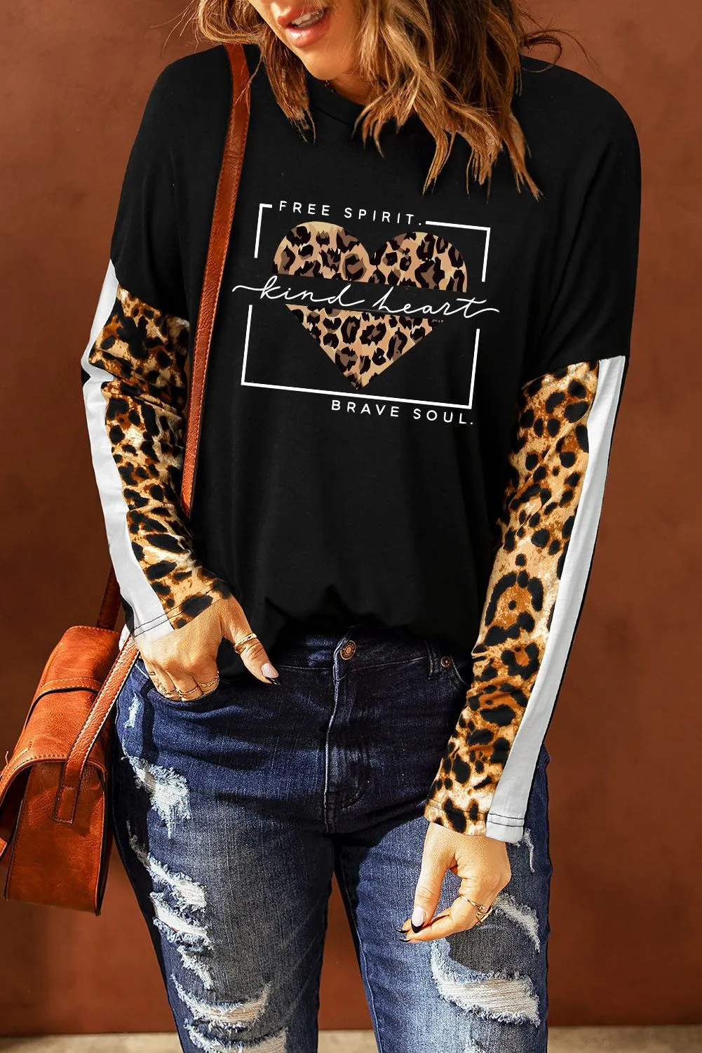 Long Sleeve Top with Leopard Print