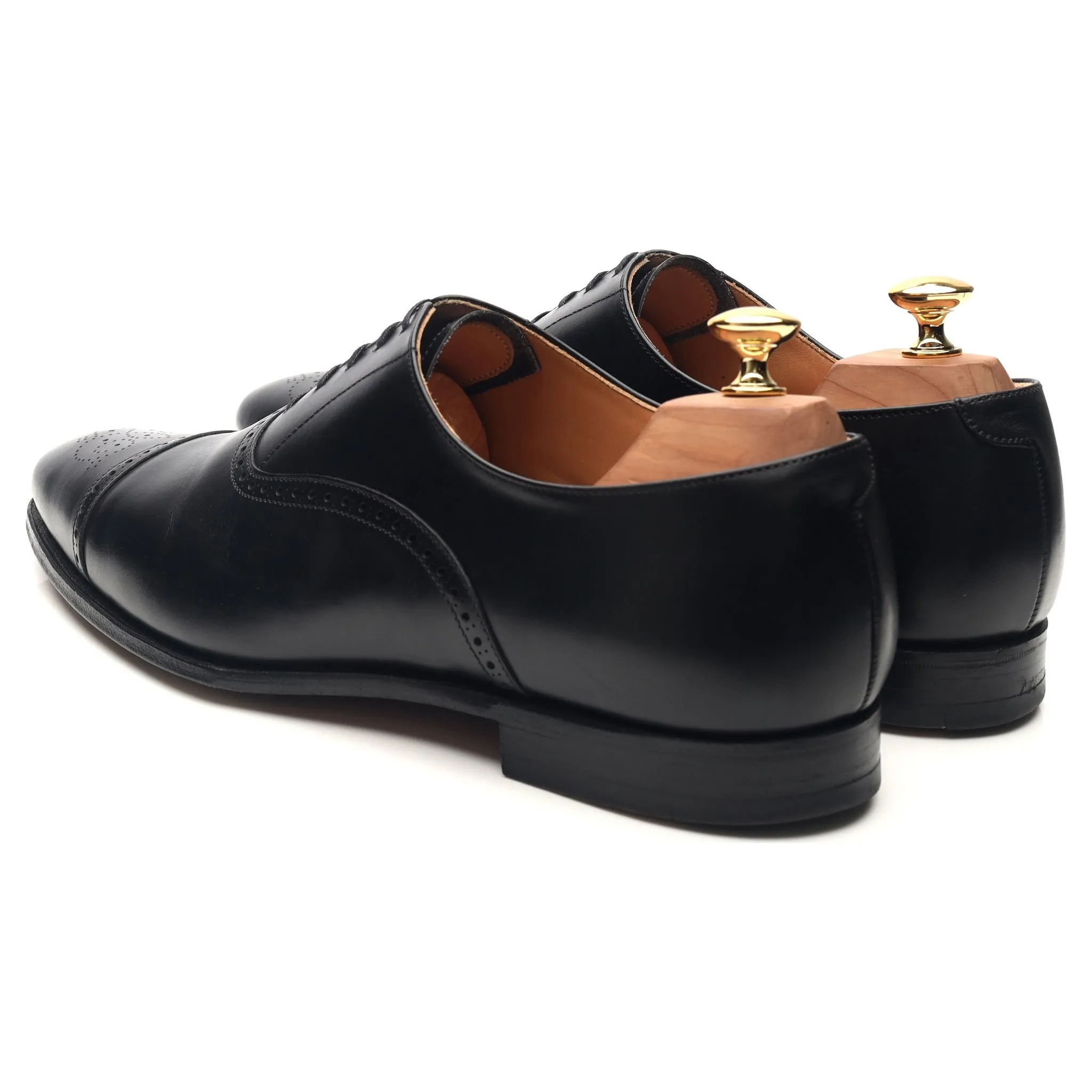 'Malton' Black Leather Oxford Semi Brogues UK 10 E