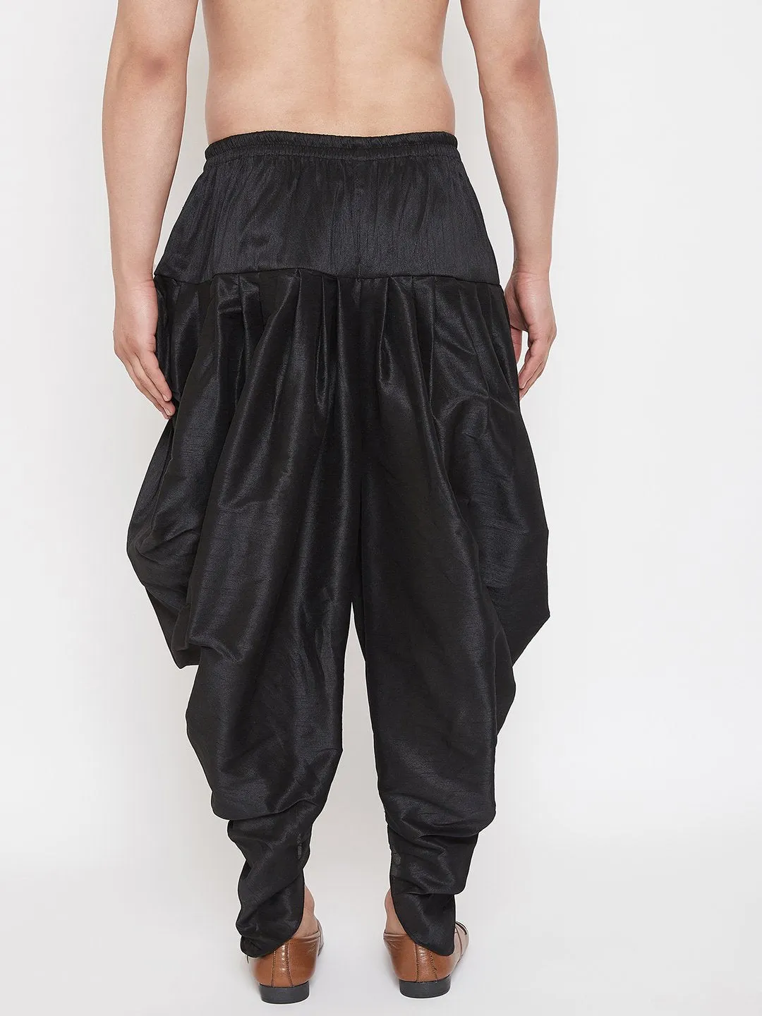 Men's Black Cowl Dhoti - Vastramay