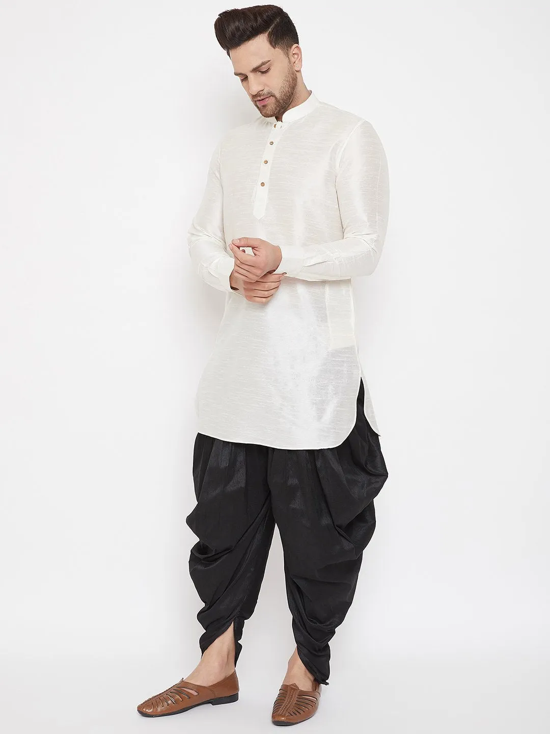 Men's Black Cowl Dhoti - Vastramay