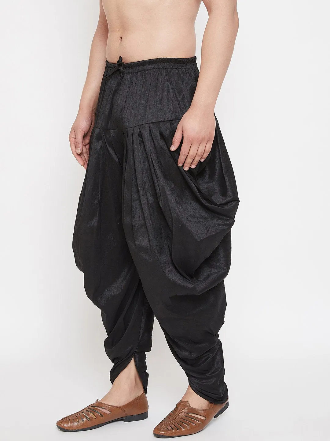 Men's Black Cowl Dhoti - Vastramay