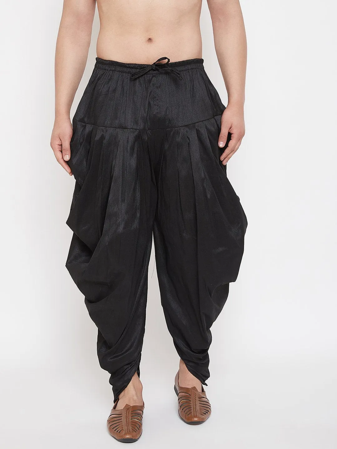 Men's Black Cowl Dhoti - Vastramay