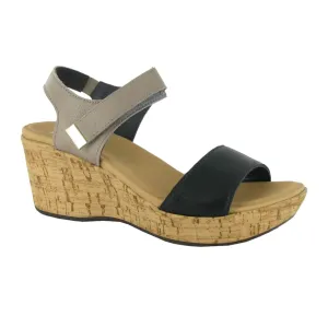 Naot Summer Wedge Sandal (Women) - Soft Black/Soft Stone