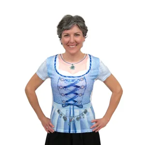 Oktoberfest Costume Dirndl Realistic Faux Blue Shirt