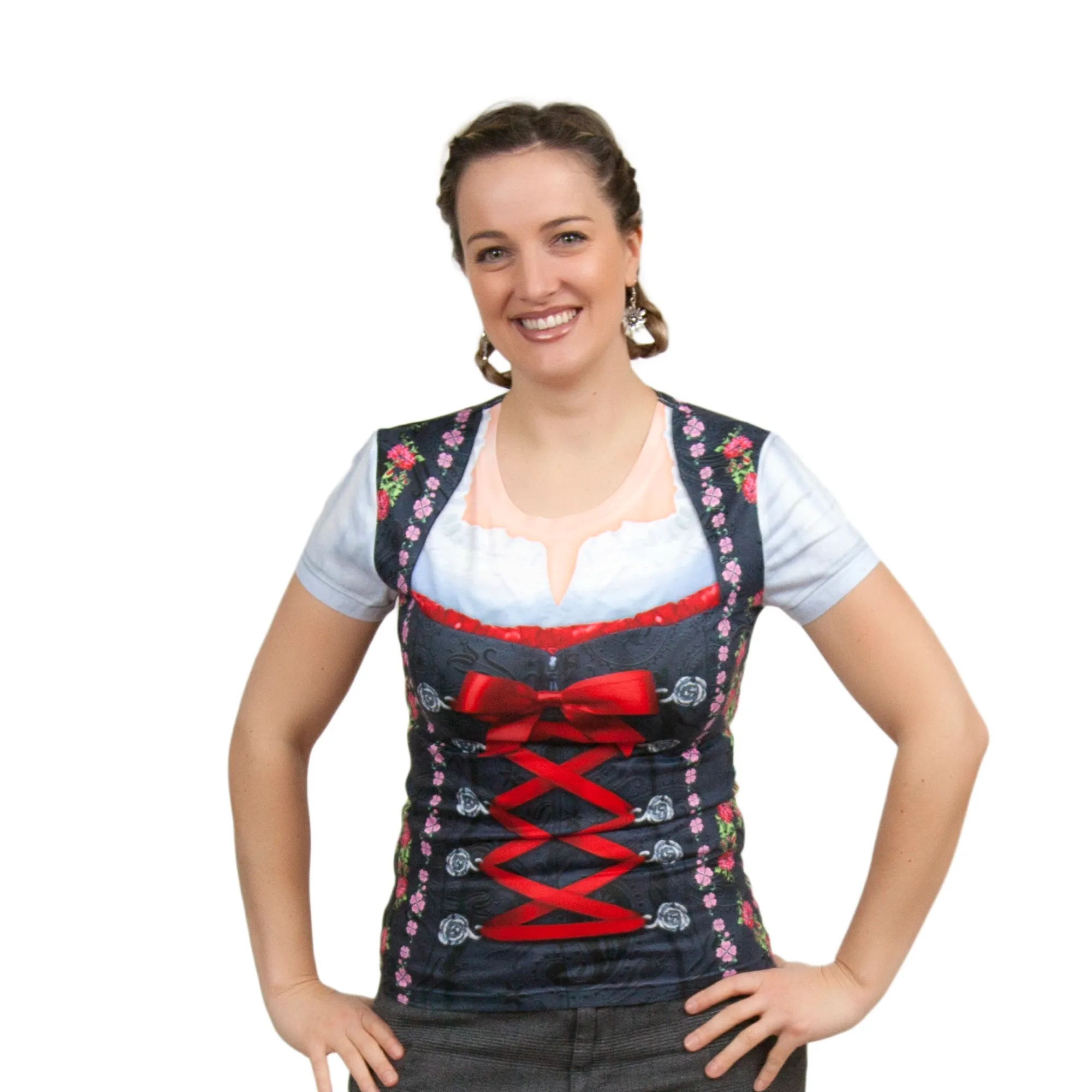 Oktoberfest Costume Dirndl Realistic Faux Edelweiss Shirt