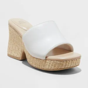 Open Box - Women's Charlene Raffia Wedge Heels - Wild Fable Cream 7