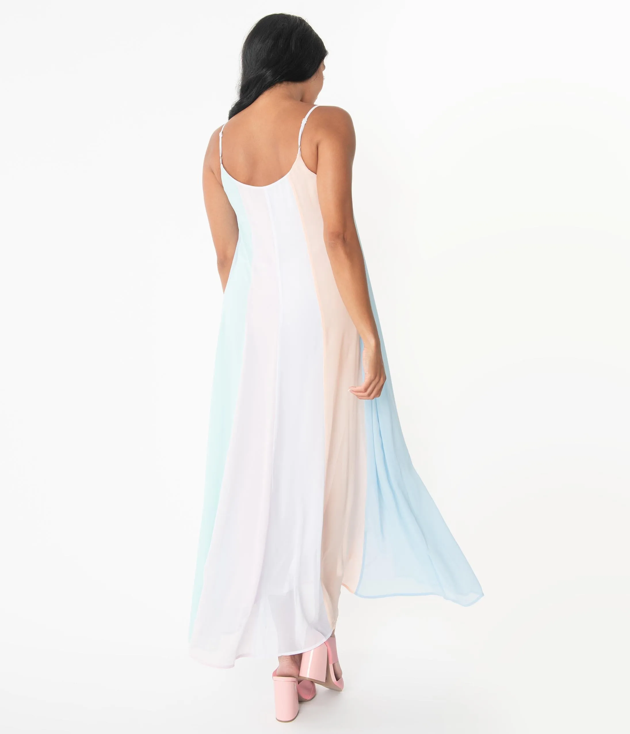 Pastel Rainbow Stripe Maxi Dress