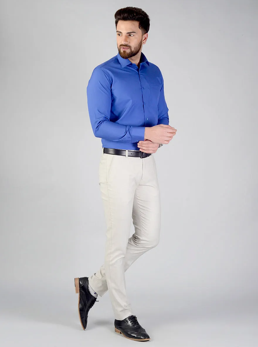 Royal Blue Solid Slim Fit Evening Wear Shirt | Metal