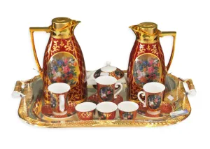 San Marco Tea Set Burgandy/Gold