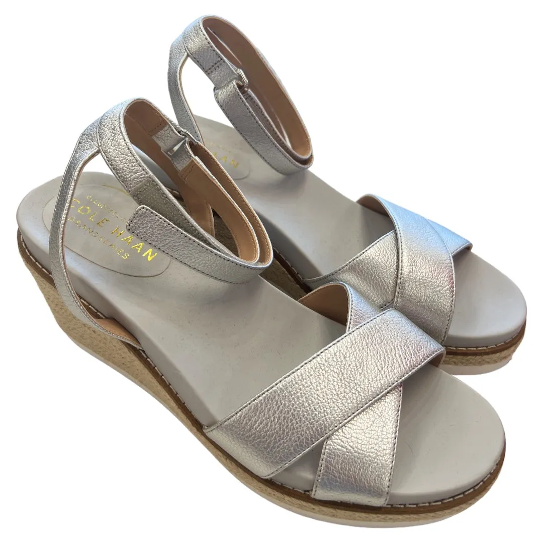 Silver Sandals Heels Wedge Cole-haan, Size 8.5