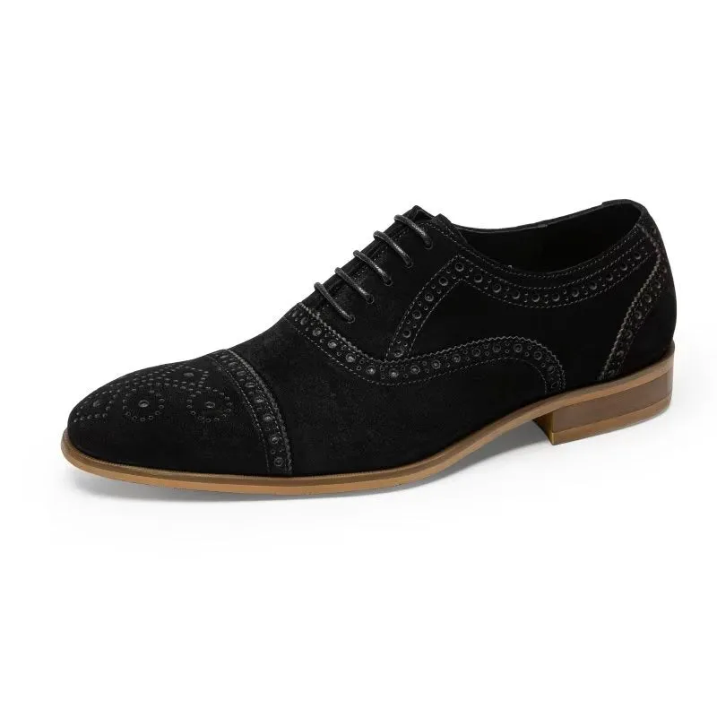 SuedeLux Elegant Texture Lace-Up Dress Brogues