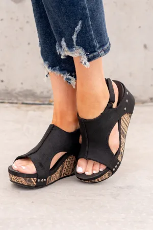 Tabitha Wedge Sandals - Black